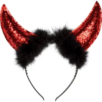 Karnevalový kostým Červené glitrové čertovské rohy