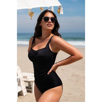 Dámské plavky Dorina Jednodílné zeštíhlující plavky - černé Barva: Černá, Velikost: L