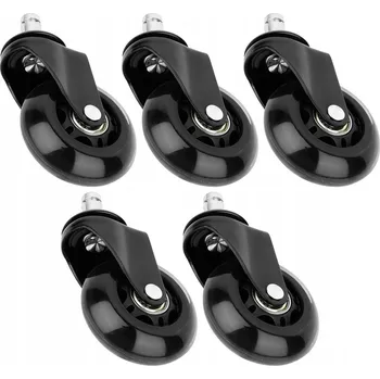 5x Kolečka ke Kancelářské Židli Kaučuková Tichá Otočná 6,3 cm