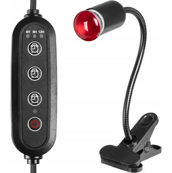 Lampička TERÁRIJNÍ LAMPA S OBJÍMKOU, ČASOVÝM SPÍNAČEM, ŽÁROVKOU A FLEXIBILNÍM RAMENEM E27