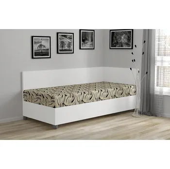 Postel Nabytekmorava Polohovací válenda Yukon s úložným prostorem 90x200 dekor lamina: Bílá, barva čalounění: Mega 009, provedení: PRAVÉ