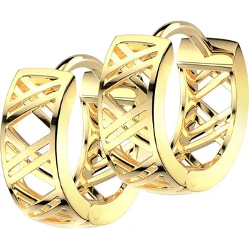 Náušnice Steel Edge Náušnice kroužky z chirurgické oceli zlaté SESE4562 Barva: Zlatá