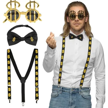 Karnevalový kostým Sada doplňků Dolar (brýle, motýlek a šle)
