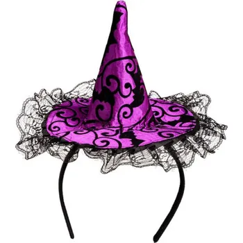 Karnevalový kostým Fialový čarodějnický klobouček s čelenkou