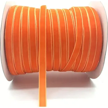 Stuha Sametová stuha na dárky 10 mm 450 cm | svatební dekorace, ozdobná stuha - 35 oranžová