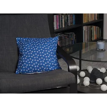 Dekorativní polštářek HEDVA ČESKÝ BROKÁT Povlak na polštář 100% ba 40x40 PLÁTNO TP KVÍTKO modrá