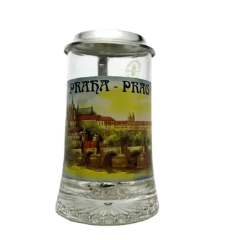 Sklenice Korbel s motivem Prahy – skleněný s cínovým víčkem 0,4 l