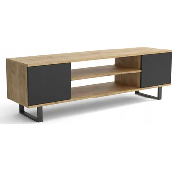 Televizní stolek TV stolek Loft 155 cm dub craft černý kovové nohy do obýváku pod TV