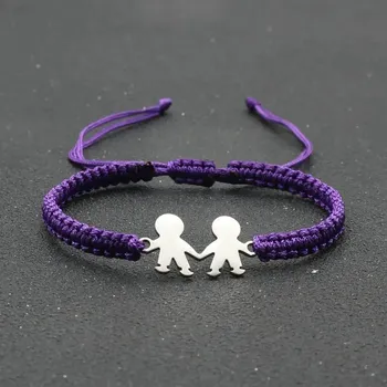 Šperk Náramek přátelství s ocelovým přívěskem | náramek, šperky - fialová