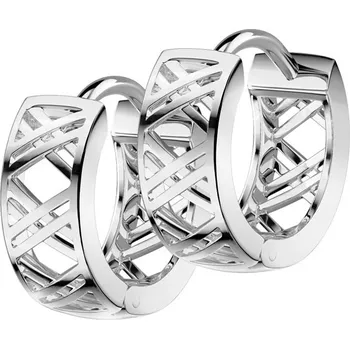 Náušnice Steel Edge Náušnice kroužky z chirurgické oceli zlaté SESE4562 Barva: Steel