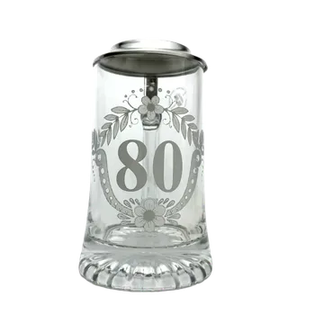 Sklenice Korbel k 80. narozeninám – skleněný s cínovým víčkem 0,4 l