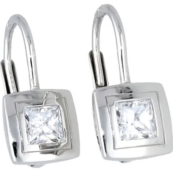 Náušnice Goldstore Náušnice z bílého zlata zirkon čtverec Váha: 2.18 g