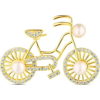 Brož JwL Luxury Pearls Hravá perlová brož s pravou perlou a zirkony Kolo JL0866 + 2 měsíce na vrácení zboží