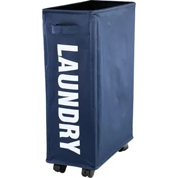 Koš na prádlo Elegantní skládací prádelní koš z oxford látky | úložný koš, prádelní koš - Tmavě modrá malá velikost s kladkou