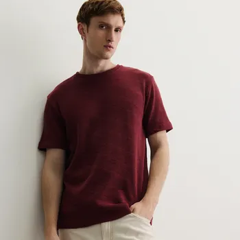 Pánské tričko Reserved - Strukturální tričko comfort fit - hnědá - WC966-88X - WC966-88X-M