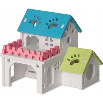 DOMEČEK PELÍŠEK PRO MYŠI, KŘEČKY A HLODAVCE, VÍCEPOKOJOVÝ, 16X14X14 CM