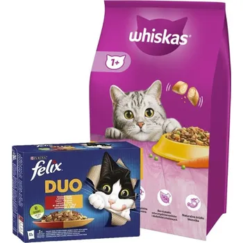 Krmivo pro kočku Whiskas Adult kuře 14kg & FELIX Duo Venkovské chutě v želé 12x85g