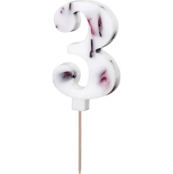 Karnevalový kostým Narozeninová svíčka číslo '3', bílá s okvětními lístky