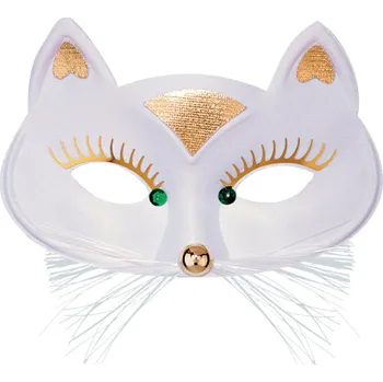 Karnevalový kostým Škraboška kočka látková bílá