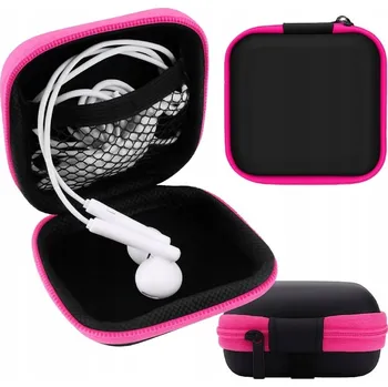 Pouzdro na mobilní telefon Pouzdro na sluchátka, obal na elektroniku 75x75x30mm, růžové, se zipem