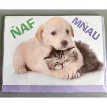 Přání do obálky-pejsek a kočička, Ňaf Mňau, 1ks