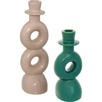 Sada 2 svícnů Mala béžová/zelená