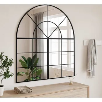 vidaXL Nástěnné zrcadlo černé 100 x 110 cm oblouk železo [3200612]