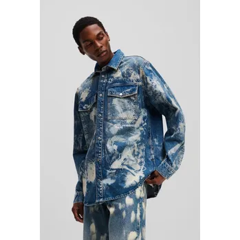 Pánská košile KOŠILE KARL LAGERFELD JEANS KLJ BLEACH DENIM OVERSHIRT BLEACHED DENIM