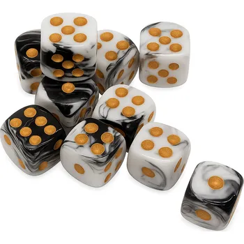 Hrací kostka Hrací kostka černobílá-zlatá 10ks