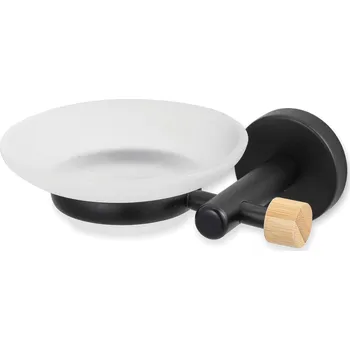 Mýdlenka MSV nástěnná mýdlenka IANA, bílá, černá ocel, bambus