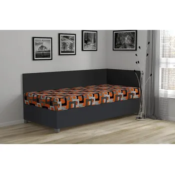 Postel Nabytekmorava Polohovací válenda Yukon s úložným prostorem 90x200 dekor lamina: Antracit, barva čalounění: Mega 023 červená, provedení: PRAVÉ