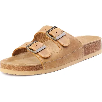 Dámské pantofle Pánske kožené pantofle dvouprackové hnědé 45