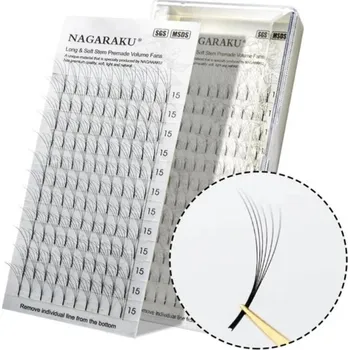 Umělé řasy Řasy Nagaraku Trsy s ostrou bází, předpřipravené mini 4D černé Mix D 0.07 8-15 mm