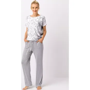 Pánské pyžamo Pyžamo Key LNS 546 A25 Viskóza kr/r S-XL bílo-šedá L