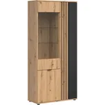 VABRES vitrína REG2D1W/90, dub artisan/černá