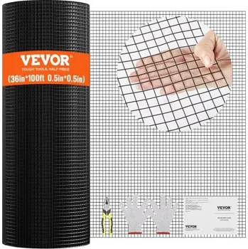 VEVOR Hardwarová tkanina, 36'' x 100' role pozinkovaného drátěného pletiva, role kuřecího drátěného plotu 19 gauge, kovové drátěné pletivo s vinylovým potahem pro kurníky, ohradníky pro hady králíků, výběhy pro drůbež