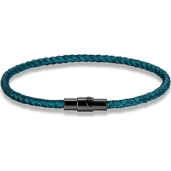 Náramek Stylový náramek z lana a oceli | pánský náramek, dámský náramek - Páví modrá , 21 cm