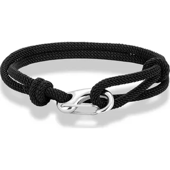 Náramek Nastavitelný dvojitý šňůrkový náramek z oceli | pánský náramek, dámský náramek - Černý