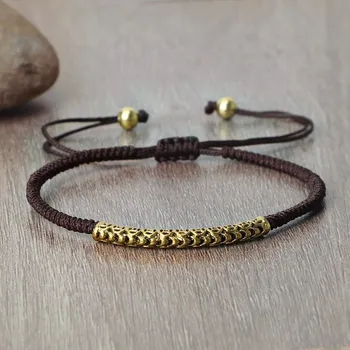 Náramek Pletený tibetský náramek štěstí | náramek, šperk - Káva