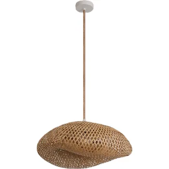 Závěsné svítidlo BRUGIA M E27 boho BAMBUS Bílé stropní svítidlo Přírodní Šňůra