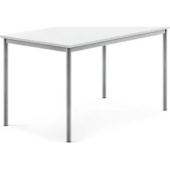 Jídelní stůl Stůl BORÅS, 1400x800x760 mm, stříbrné nohy, HPL deska, bílá