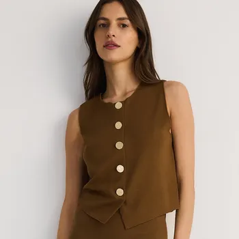 Reserved - Vesta z viskózové směsi - zlatavá hnědá - WC389-82X - WC389-82X-L