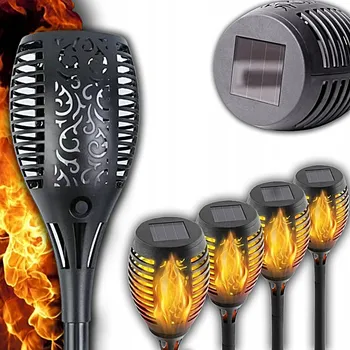 Venkovní osvětlení SOLÁRNÍ LAMPA ZAPICHOVACÍ DO ZAHRADY NA TERASU VENKOVNÍ EFEKT OHNĚ 50CM 1 KS