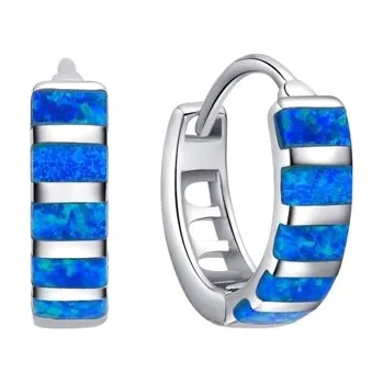 Náušnice Stříbrné náušnice kruhy s opálem 13,5 mm STNAU2004F