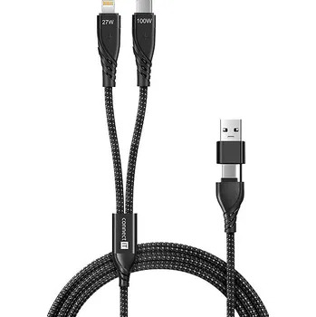 CONNECT IT Wirez 4in1 (USB-C, Lightning), černá