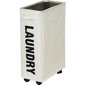 Koš na prádlo Elegantní skládací prádelní koš z oxford látky | úložný koš, prádelní koš - Krémově bílá malá velikost s kladkou