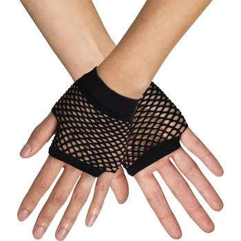 Karnevalový kostým Rukavičky černé síťované krátké bez prstů