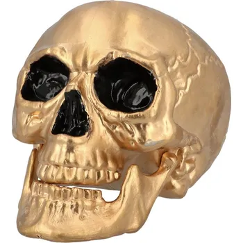 Karnevalový kostým Zlatá dekorace lebka s pohyblivou čelistí 20 cm