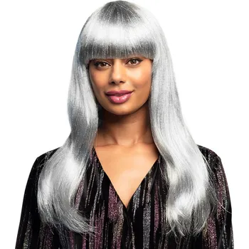 Karnevalový kostým Dámská dlouhá paruka glitrová bílý odstín