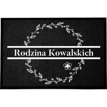 Rohožka ČERNÁ ROHOŽKA 40X60 S TVÝMI INICIÁLAMI DOMU - PERSONALIZOVANÁ MONOCHROMATICKÁ ROHOŽKA TREND